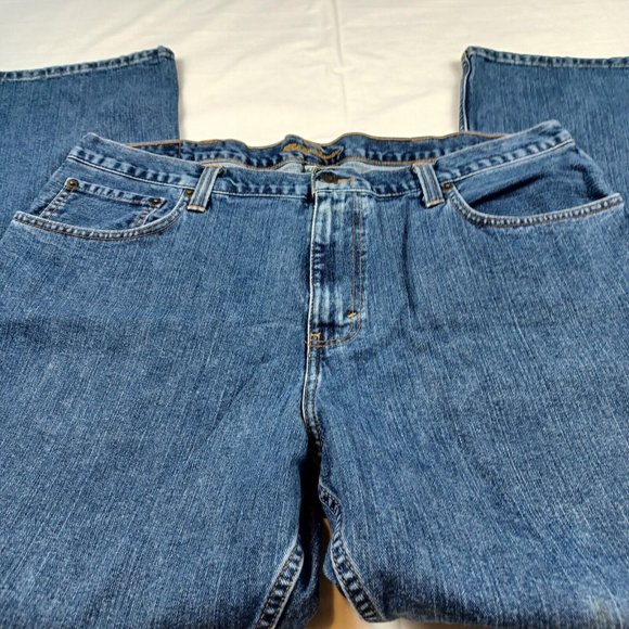 Eddie Bauer Men's Size 31x32 Straight Fit Specially Dyed Denim Blue Jeans - Picture 3 of 11